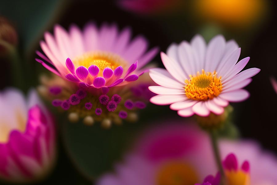 close up pink white flowers